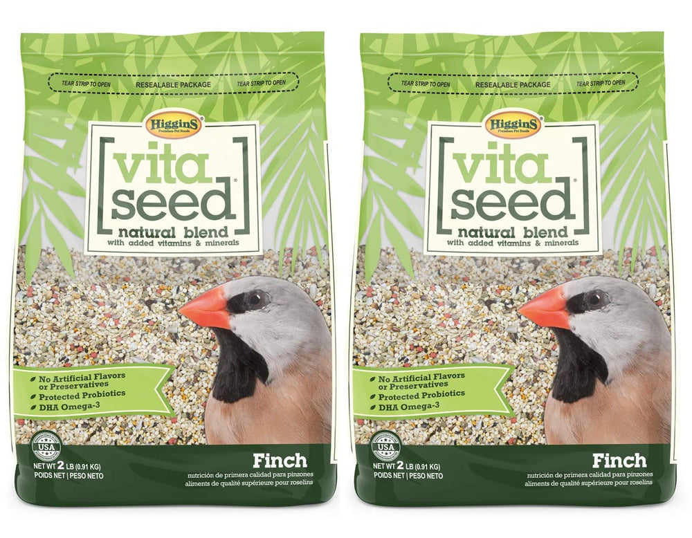Higgins Vita Seed Natural Blend Finch Food front view, premium diet for energetic finches.