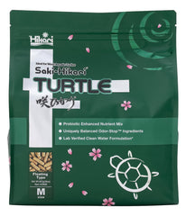 Hikari Saki-Turtle Sticks 20 oz bottle front view, highlights easy-to-use feeding routine
