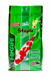 Hikari Staple Koi Food bag with mini pellets supports healthy koi growth