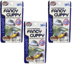 Hikari Usa Tropical Fancy Guppy 3-pack product image supporting breeding and growth.