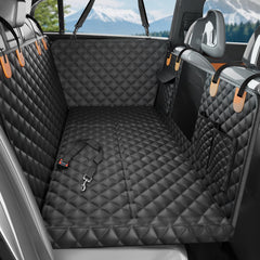 HikeSeptPals ultra-thick hard bottom cover back seat demonstrates enhanced support for large dogs on long trips