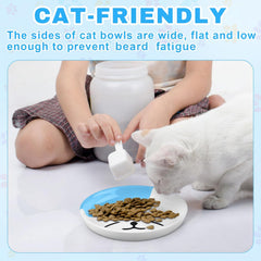 Hillban colorful ceramic cat bowls collection demonstrates color-coded options for multiple pets