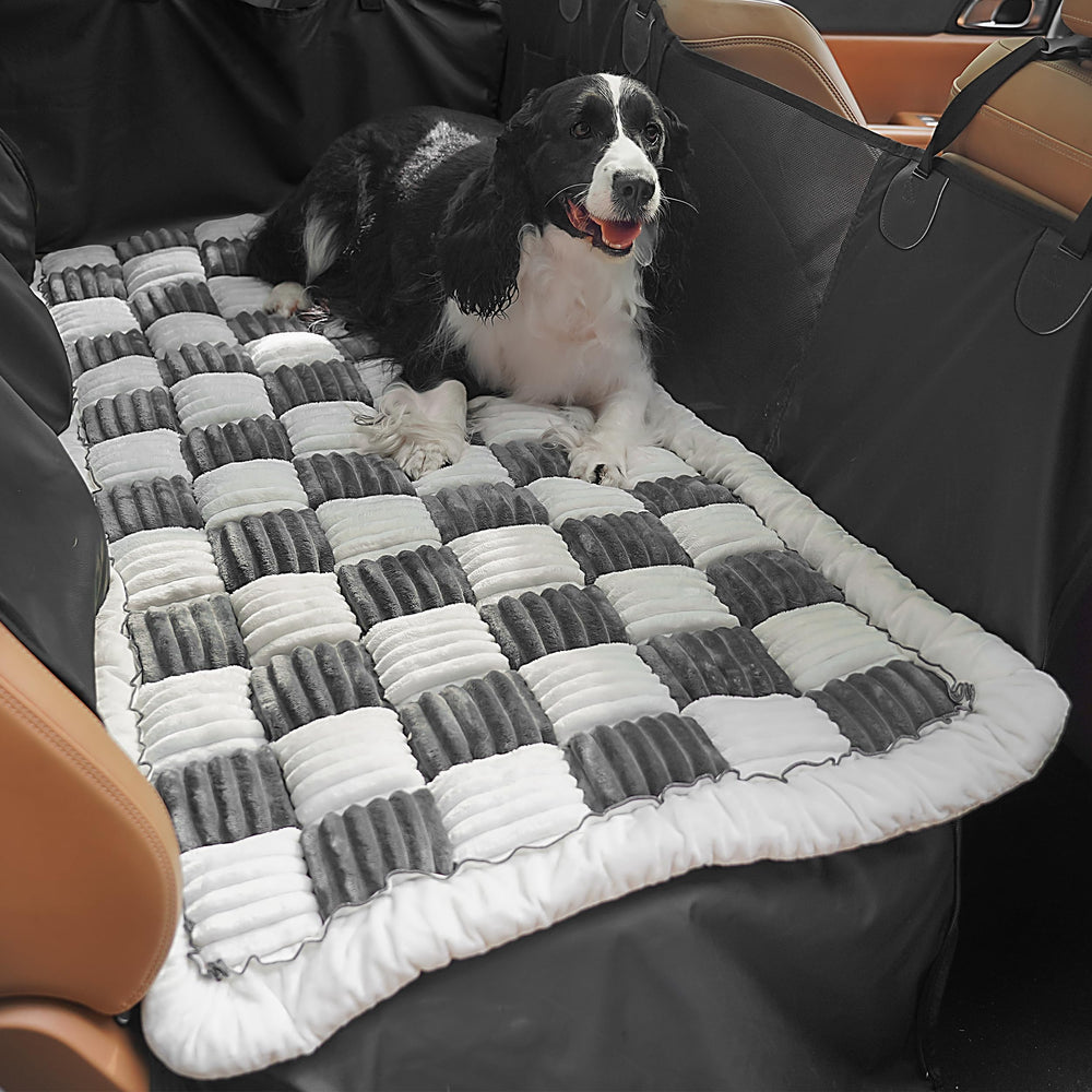 hipetpy backseat dog bed mat front view highlighting spacious comfort for pets on road trips