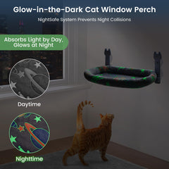 HiPetpy cat window perch plush cushion with breathable mesh detail
