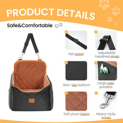 HiPetpy compact dog car seat fits in most vehicles for versatile use.