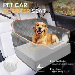 HiPetpy memory foam booster seat provides supportive lift for small dogs during travel.