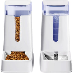 Hipidog 2-pack automatic feeder waterer set main view, keeps pets fed while owners are away.