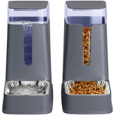 Hipidog cat food dispenser front view with detachable stainless bowls for easy, mess-free meals.