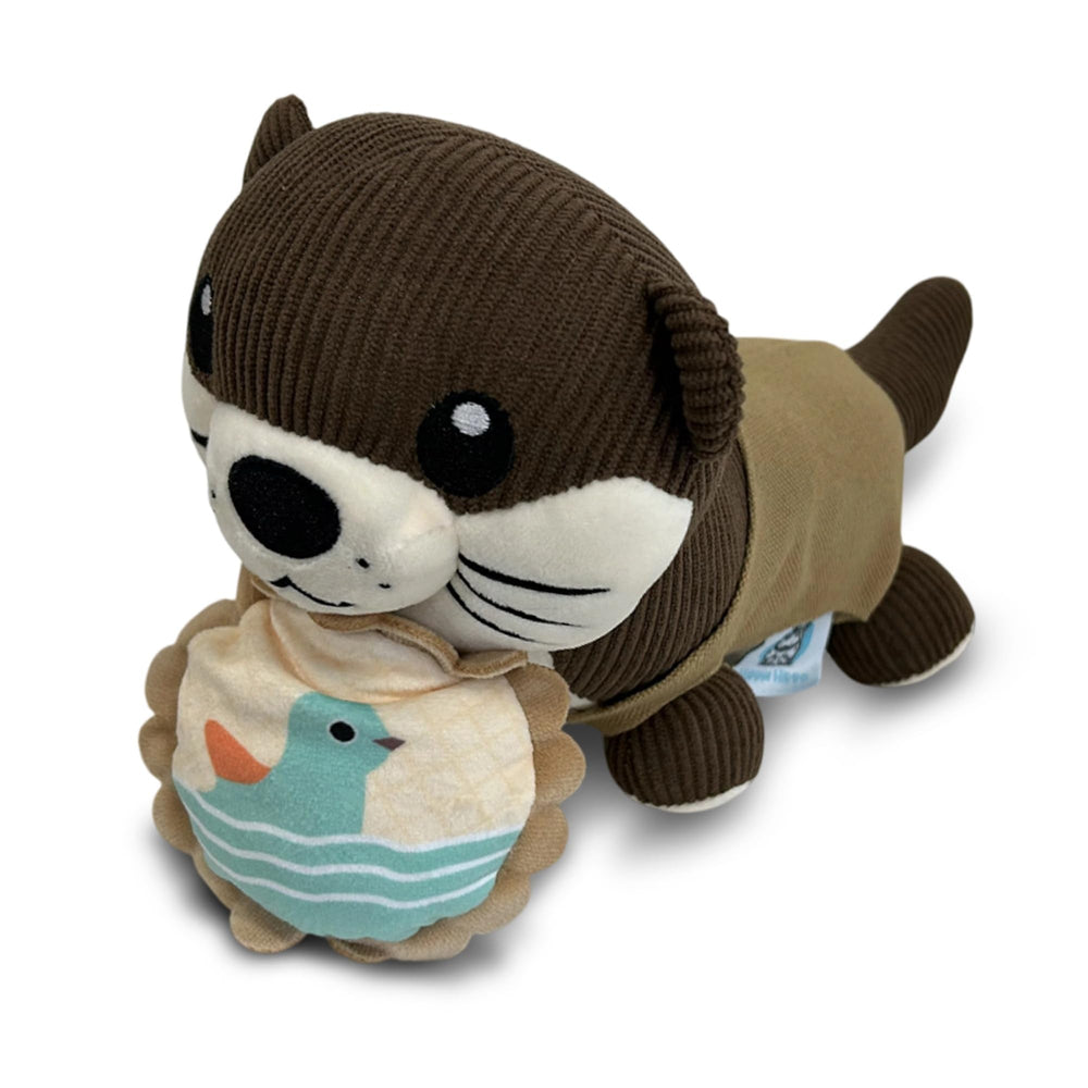 HIPPIE HIPPO otter toy front view emphasizes durable plush for fetch