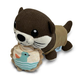 HIPPIE HIPPO otter toy front view emphasizes durable plush for fetch