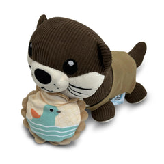 HIPPIE HIPPO otter toy front view emphasizes durable plush for fetch