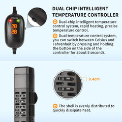 HiTauing aquarium heater intelligent-sensor image emphasizes auto-stop when water level drops