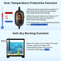HiTauing aquarium heater intelligent water sensor detects dry running to protect contents