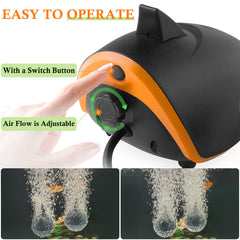 HITOP adjustable-output aquarium air pump offers flexible airflow for different tank sizes.