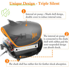 HITOP two-outlets aquarium air pump enables dual aeration lines for larger tanks.