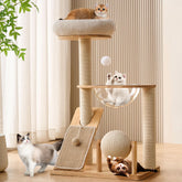 HITTITE cat tree tower 37.8 inches tall for indoor cats, solid wood construction.