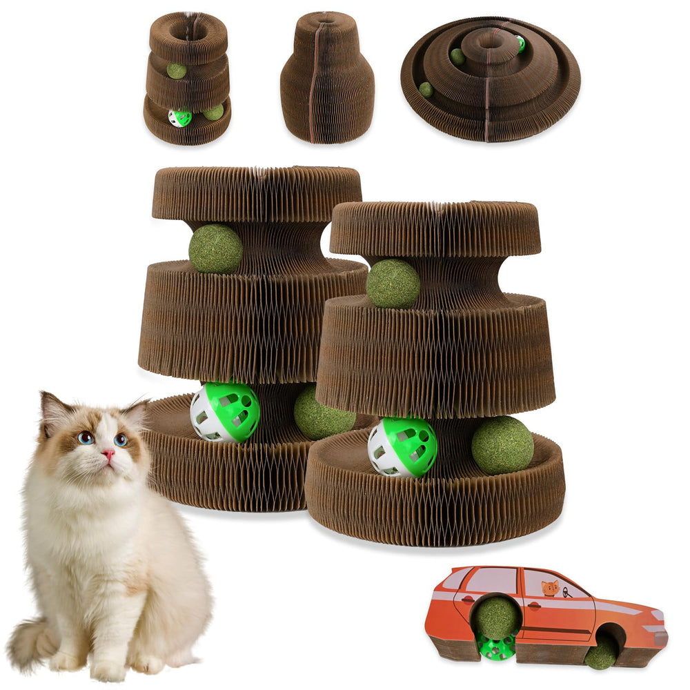 HivaolJoy cat scratcher cardboard foldable enables versatile shapes for indoor cats' active play.