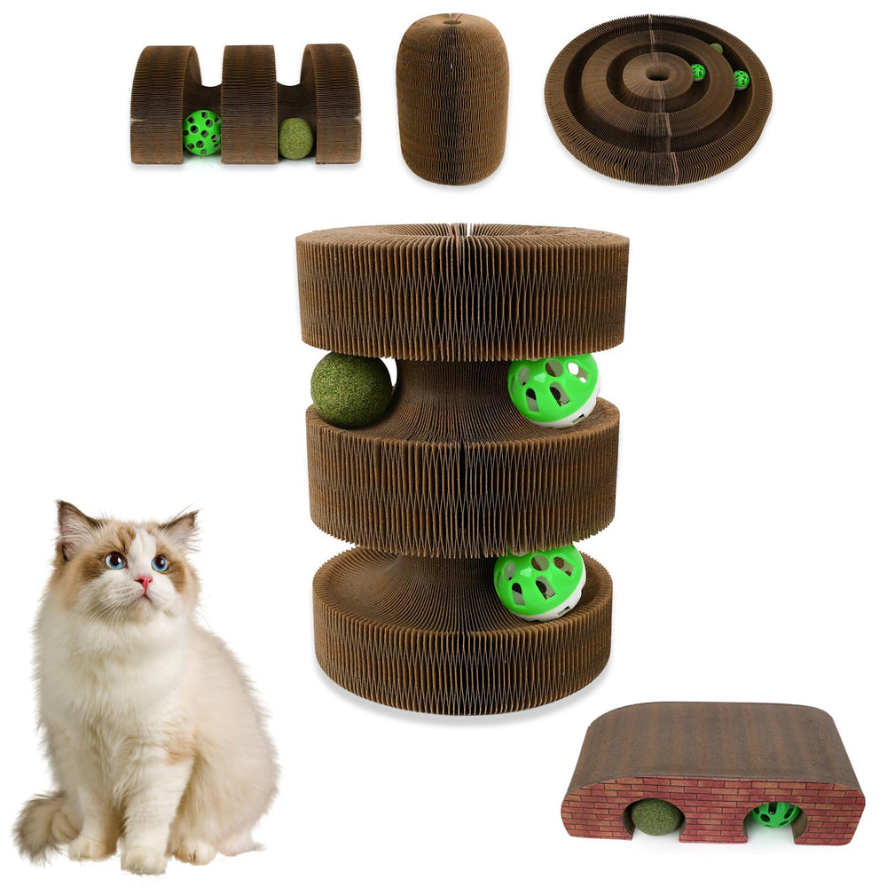 HivaolJoy cat-scratcher foldable-tower provides versatile play and rest space.