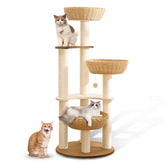Hiyong 52-inch cat tree assembly diagram shows sturdy multilevel setup for large cats