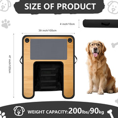 Hmtaolife dog ramp with anti-slip EVA pad boosts traction for confident climbs.
