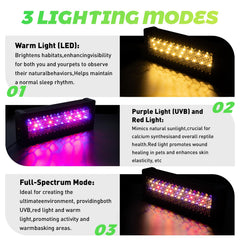 HNRLOY UVB Reptile Light Bar side view highlights durable aluminum shell for long-term use.