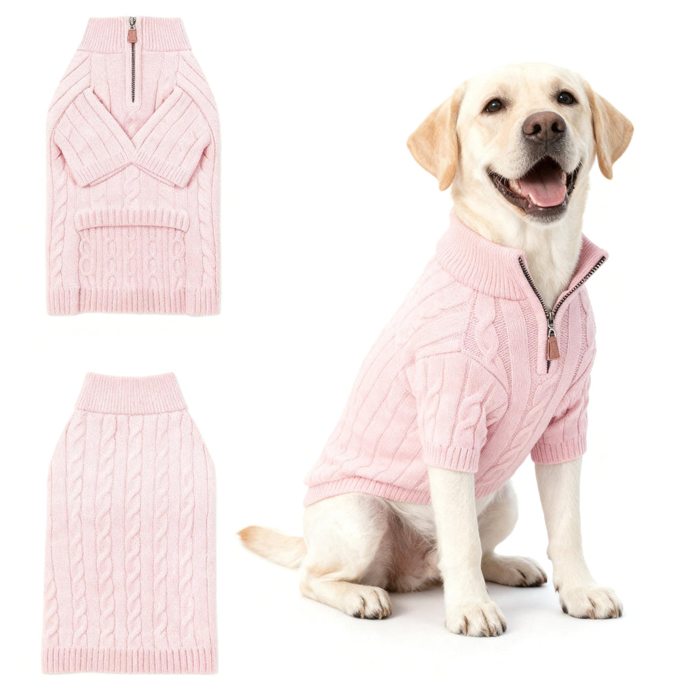 Hó Pêng-iú small dog sweater pink front view keeps your pup warm during walks