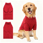 Hó Pêng-iú dog sweater deep red front view for cozy daily walks.