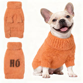 Hó Pêng-iú front view of the orange furry pullover for warm daily wear