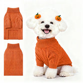 Hó Pêng-iú small dog pullover orange front view for warmth.
