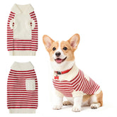 Hó Pêng-iú small dog sweater striped red and white front view highlights warmth