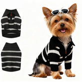 Hó Pêng-iú small dog sweater with zipper striped-pullover keeps warmth on walks