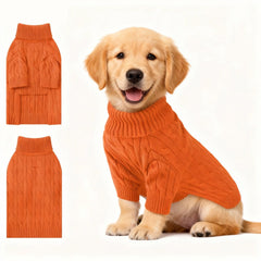 Hó Pêng-iú small dog thermal pullover orange front view for cozy winter walks