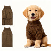 Hó Pêng-iú small dog thermal pullover tan turtleneck knit for cozy cold-weather warmth
