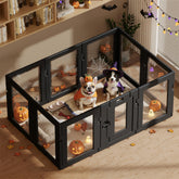 Hoencraft clear acrylic dog playpen with door shows bright visibility for calm indoor play.
