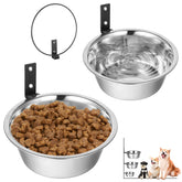 HOFURME wall-mounted dog bowl package with bowls and stands for mess-free feeding.