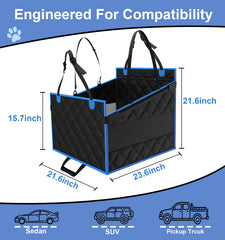 H HOH-Tech back seat extender side view demonstrates quick installation and secure fit.