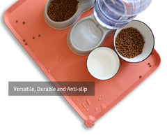 Hoki Found burnt coral mat travels easily for on-the-go pets.