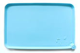 Hoki Found waterproof pet feeding mat with high lip prevents spills during meals.