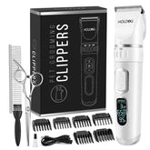 HOLDOG dog clippers with detachable blade in action for precise trims on thick coats