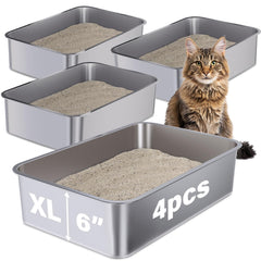 Holintan stainless steel litter boxes front view showing spacious interior for large cats