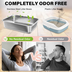 Holintan stainless steel litter box easy-clean interior — quick wipe and dry.
