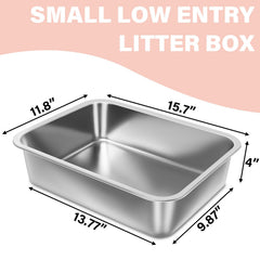 Holintan stainless steel litter box for rabbits — safe metal design.