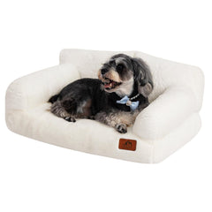Hollypet Fluffy Plush Pet Couch front view for cozy lounging.