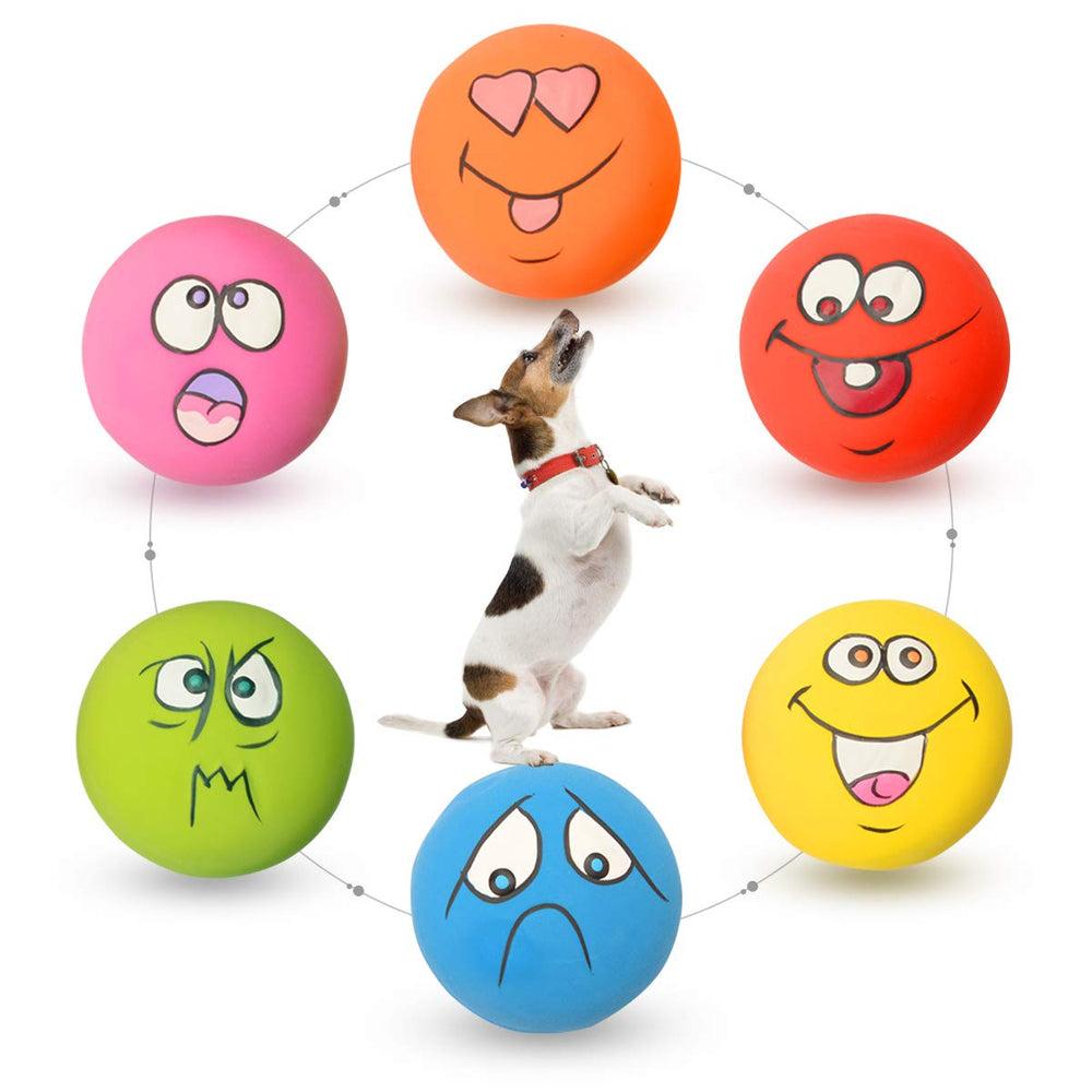 HOLYSTEED latex dog squeaky ball toy for fetch, bright colors boost visibility