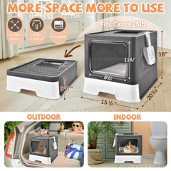 Homagico cat litter box drawer open demonstrates effortless cleaning with a pull-out tray.