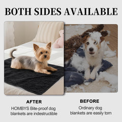HOMBYS indestructible chew-proof dog blanket closeup fleece highlights texture and bite resistance.