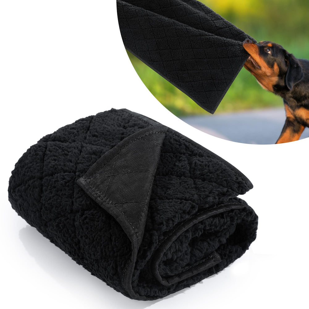 HOMBYS indestructible chew-proof dog blanket top view shows rugged base and plush comfort.