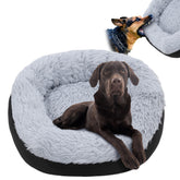HOMBYS Indestructible Dog Bed close-up showing plush faux fur surface for cozy naps.