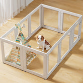 Homelio clear acrylic dog playpen door offers crystal visibility for safer supervised play.
