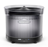 HomeRunPet cordless cat water fountain front view, compact black design supports flexible placement.